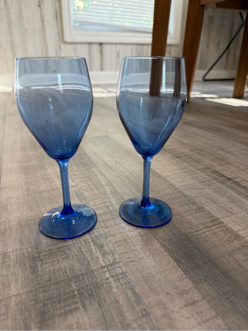 Handcrafted Blown Glass Cobalt Blue Wine Glasses Set of 2 Swirl Art Glass